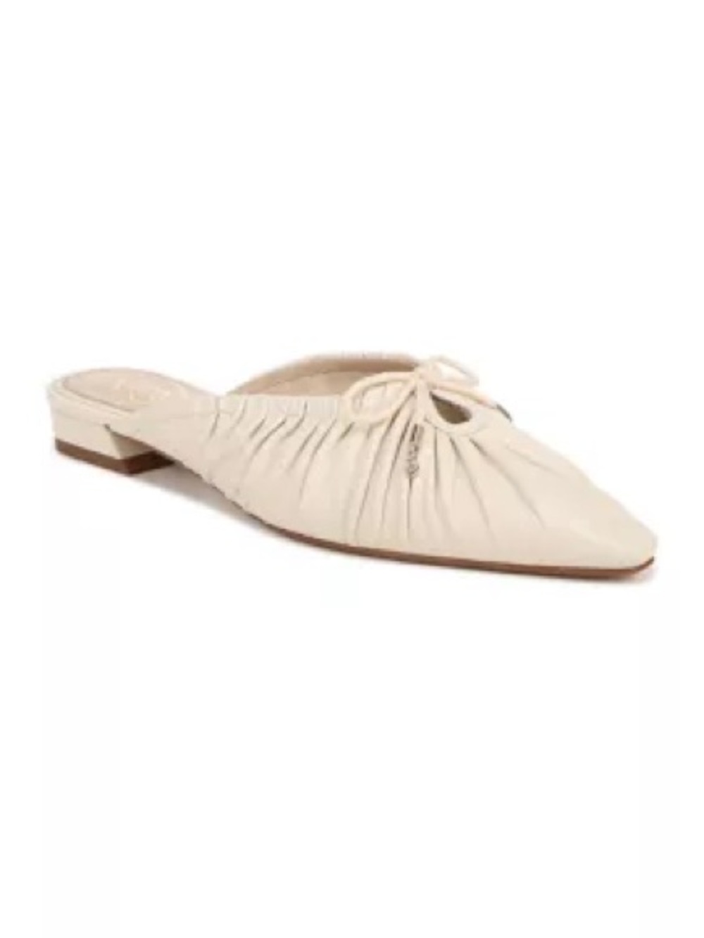 Sam Edelman Cream Leather Pointed Slip-On Mule with Bow Accent Size 7